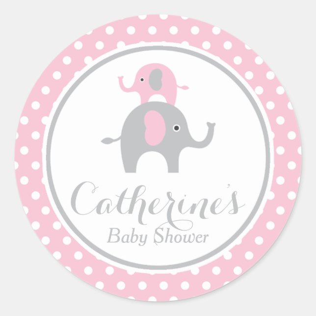 Sweet Elephant Baby Shower Sticker (Vorderseite)