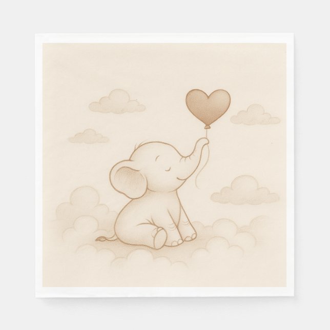 Sweet Elephant Baby Showpapier Napkins Serviette (Vorderseite)