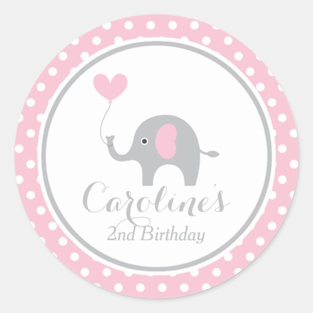 Sweet Elephant Birthday Sticker (Vorderseite)