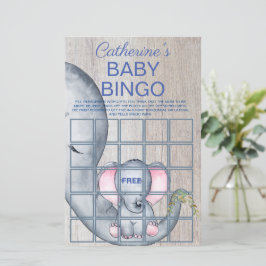 Sweet Elephant Floral Rustic Baby Dusche Bingo