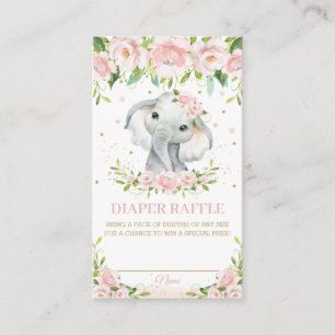 Sweet Elephant Pink Blush Blues Diaper Raffle Begleitkarte