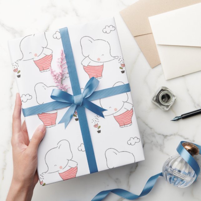 Sweet Elephant Seamless Pattern Design  Geschenkpapier (Schenken)