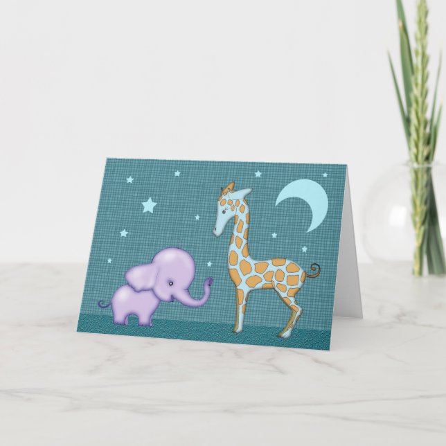 Sweet Elephant und Giraffe Grußkarte Karte (Vorderseite)
