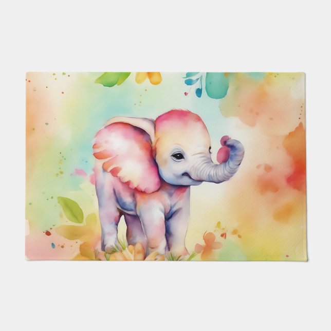 Sweet Elephant Watercolor Fußmatte (Vorderseite)