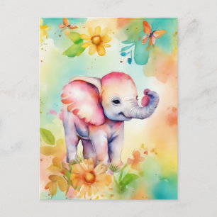 Sweet Elephant Watercolor Postkarte