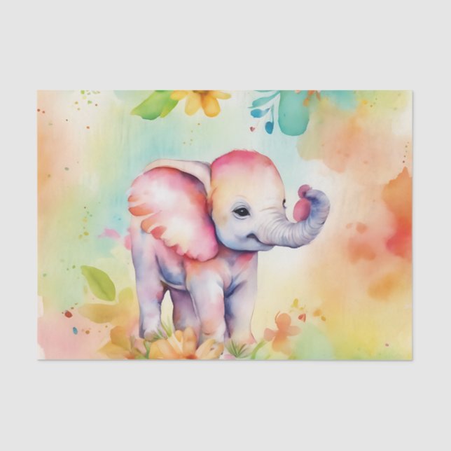Sweet Elephant Watercolor Seidenpapier (Vorderseite)