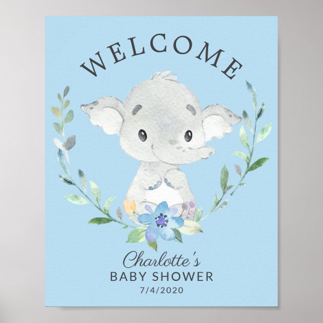Sweet Elephant Welcome Baby Shower Poster (Vorne)