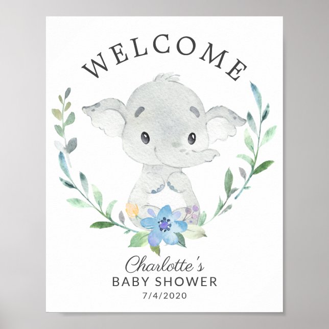 Sweet Elephant Welcome Baby Shower Poster (Vorne)