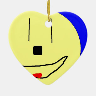 Sweet Emoji, Yellow Blue, Kunst von Kindern:) Keramik Ornament