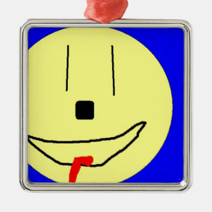 Sweet Emoji, Yellow Blue, Kunst von Kindern:) Silbernes Ornament