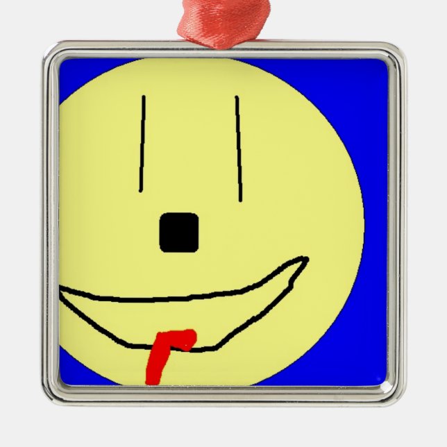 Sweet Emoji, Yellow Blue, Kunst von Kindern:) Silbernes Ornament (Vorne)