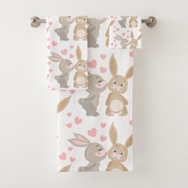 Sweet Enamored Bunnies Badhandtuch Set (Insitu)
