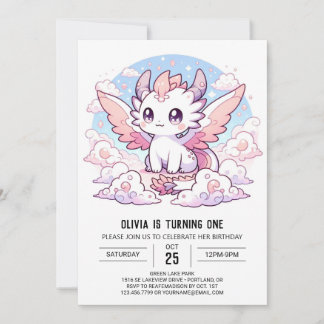Sweet Enchanted Dragon 1. Geburtstag Einladung