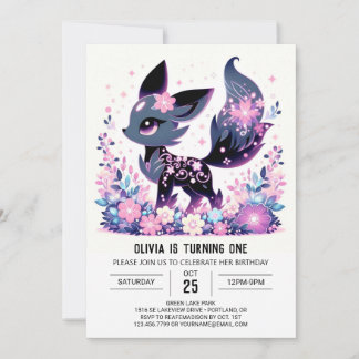 Sweet Enchanted Fox 1. Geburtstag Einladung
