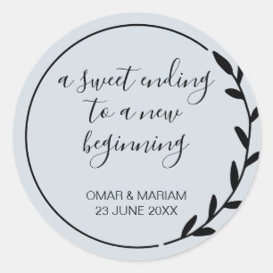 Sweet Ending New Beginner Sage Green Wedding Runder Aufkleber