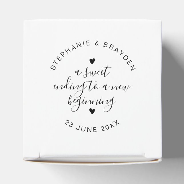 Sweet Ending New Beginns Elegante Script Hochzeit Geschenkschachtel (Oben)