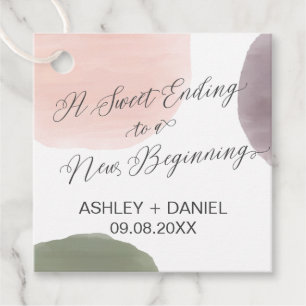 Sweet Ending to a new Beging Wedding Gift Tag, Geschenkanhänger