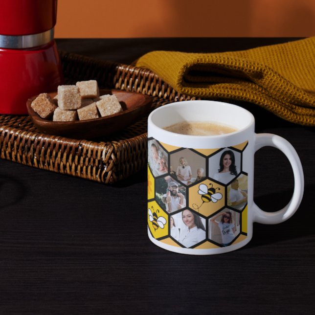 Sweet Erinnerungen: Honeycomb Foto Collage (14 Bil Kaffeetasse (Honeycomb Photo Collage,
Personalized Coffee Mug,
14 Picture Mug,
Custom Photo Mug,
Family Photo)