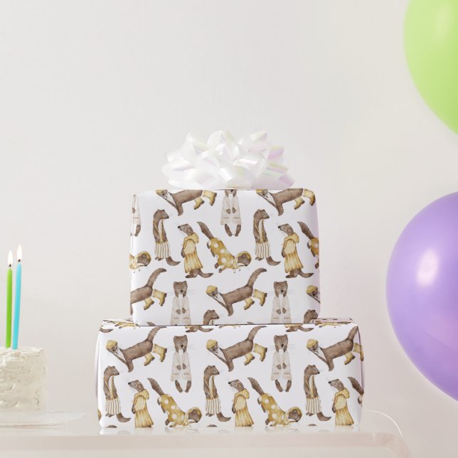 Sweet Extravagant Weasels, Regenstiefel, Geschenkpapier (Partygeschenke)