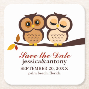 Sweet Fall Owls Gastgeschenk Hochzeit Rechteckiger Pappuntersetzer