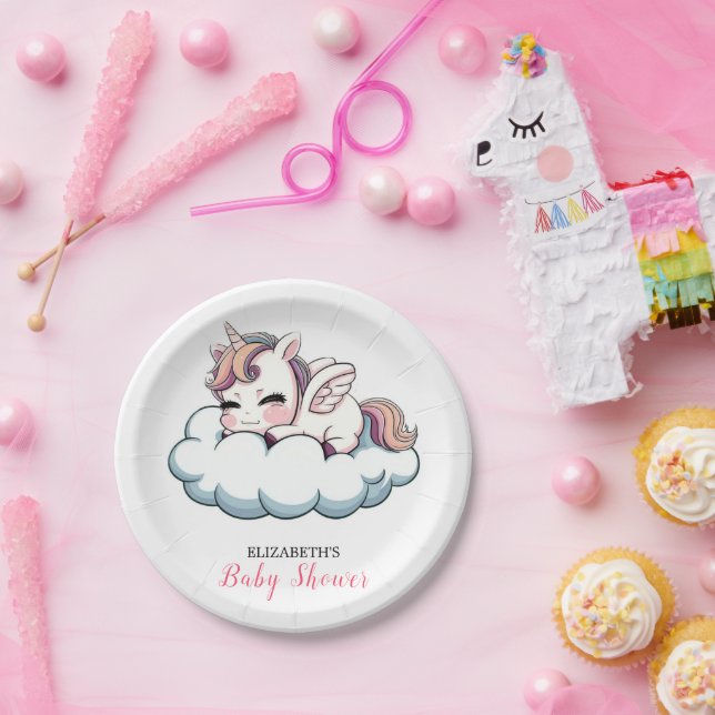 Sweet Fantasy Unicorn Baby Duschpapier Pappteller (Party)