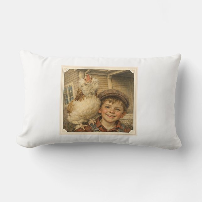 Sweet Farm Boy Chicken Pillow Lendenkissen (Vorderseite)