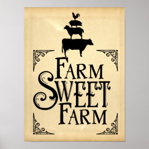 Sweet Farm Vintag Style Poster