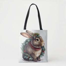Sweet Festive Bunny Rabbit Tote Bag