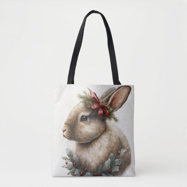 Sweet Festive Bunny Rabbit Tote Bag (Vorderseite)