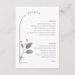 Sweet Floral Arch Wedding Details Lilac ID998 Begleitkarte