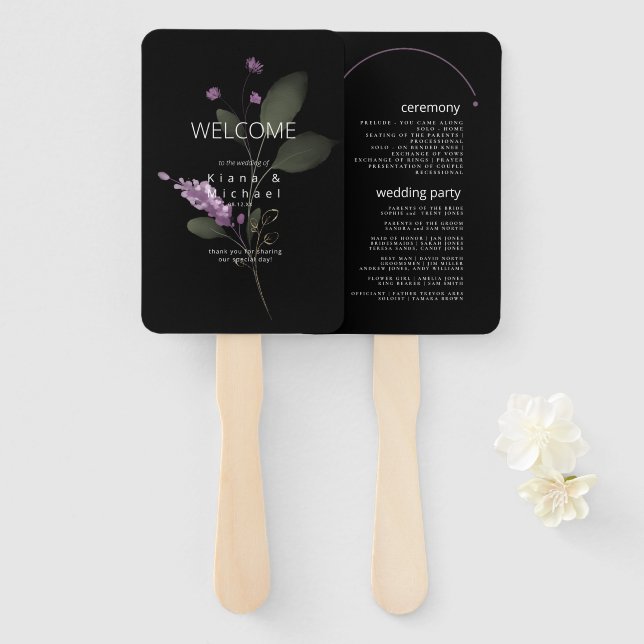 Sweet Floral Arch Wedding Program Lilac ID998 Fächer (Vorne und Hinten)