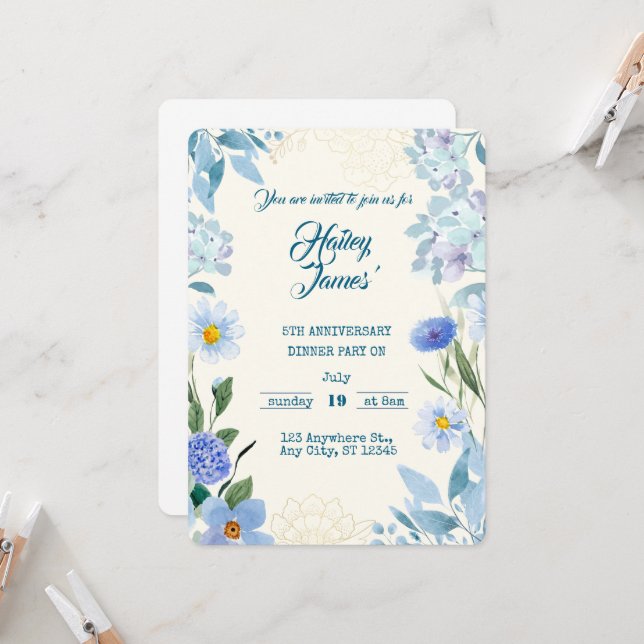 Sweet Floral Birthday Invitation for Kids Einladung (Vorderseite/Rückseite Beispiel)