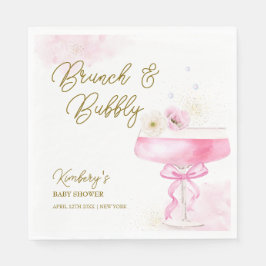 Sweet Floral Champagne Brunch Bubbly Baby Show Serviette