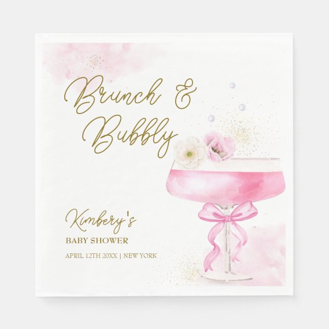 Sweet Floral Champagne Brunch Bubbly Baby Show Serviette (Vorderseite)