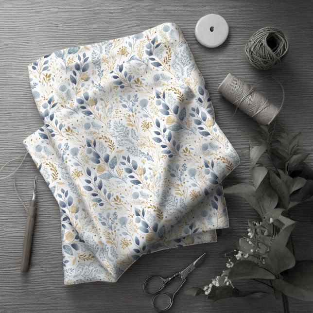 Sweet Floral Dusty Blue Gold ID1045 Stoff (Von Creator hochgeladen)