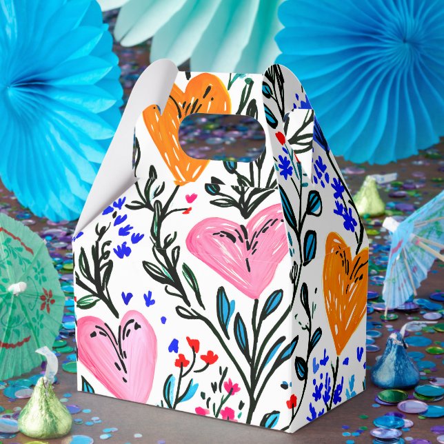 Sweet Floral Hearts Gift Box Geschenkschachtel (Party)