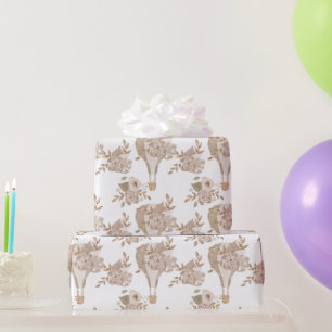 Sweet Floral Hot Air Ballon Wrapping Paper Geschenkpapier