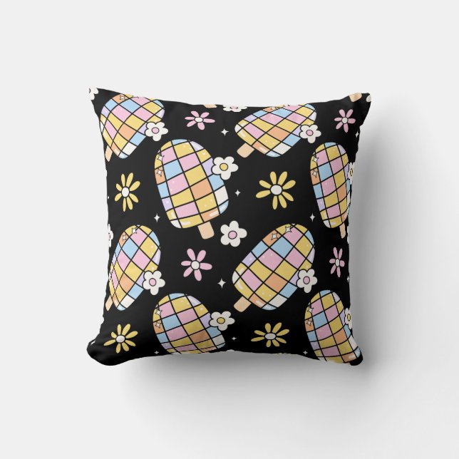 Sweet Floral Ice Cream - Whimsical Summer Pattern Kissen (Vorderseite)