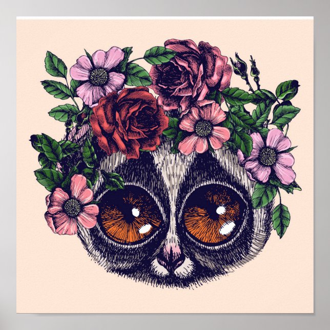 Sweet Floral Lemur Poster (Vorne)