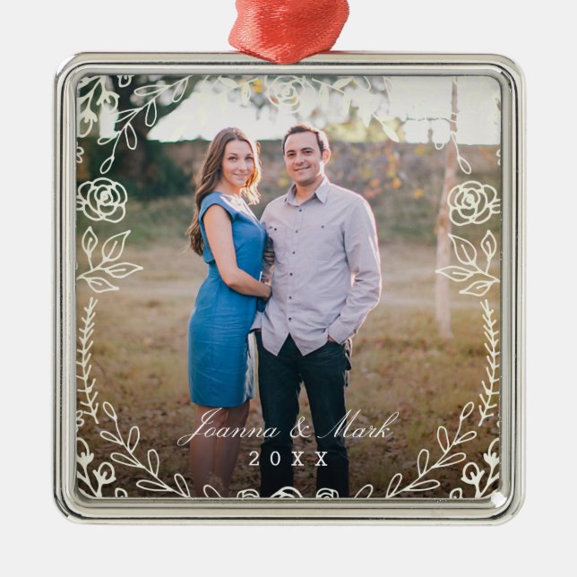 Sweet Floral Monogram Holiday Ornament (Vorne)