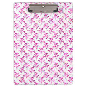 Sweet Floral Muster Bright Pink über Weiß Klemmbrett