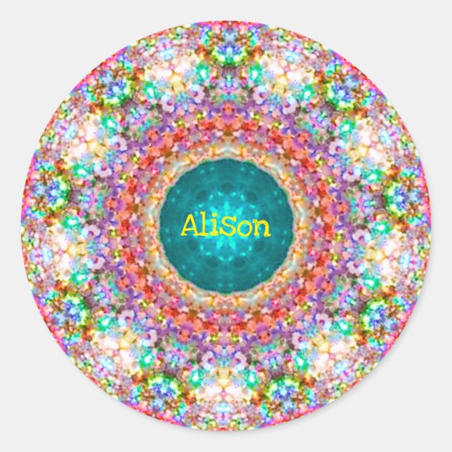~ Sweet Floral Muster ~ Personalisiert ALISON ~ Cl Runder Aufkleber (Vorderseite)