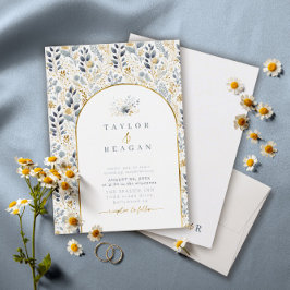 Sweet Floral Pattern Dusty Blue Gold ID1045