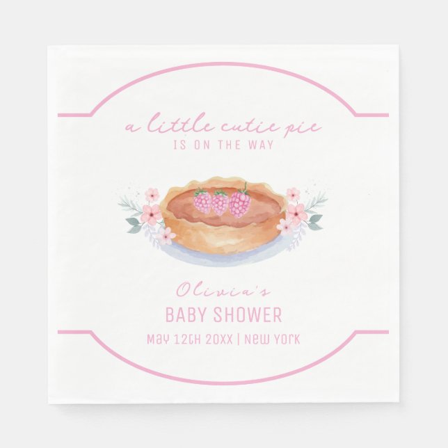 Sweet Floral Pie Raspberry Baby Dusche Serviette (Vorderseite)