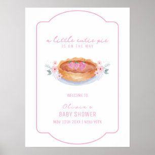 Sweet Floral Pie Raspberry Baby Dusche Willkommen Poster