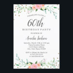 Sweet Floral Sparkle Confetti 60. Geburtstagsparty Einladung<br><div class="desc">Hübscher Blumenladen zum Geburtstag im Kleinen Bayleigh Store!</div>