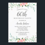 Sweet Floral Sparkle Confetti 60. Geburtstagsparty Einladung<br><div class="desc">Hübscher Blumenladen zum Geburtstag im Kleinen Bayleigh Store!</div>
