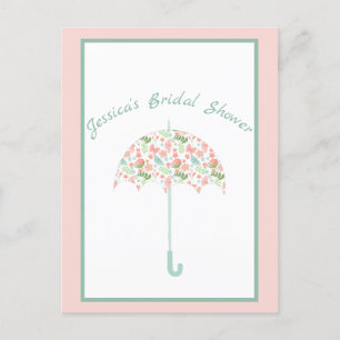 Sweet Floral Umbrella Bridal Dusche Einladung Postkarte