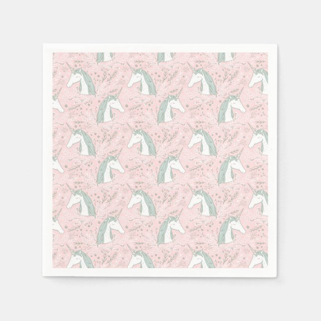 Sweet Floral Unicorn Muster Serviette (Vorderseite)