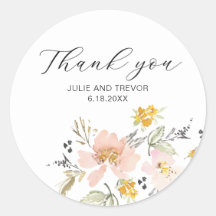 Sweet Floral Watercolor Wedding Danke Sticker